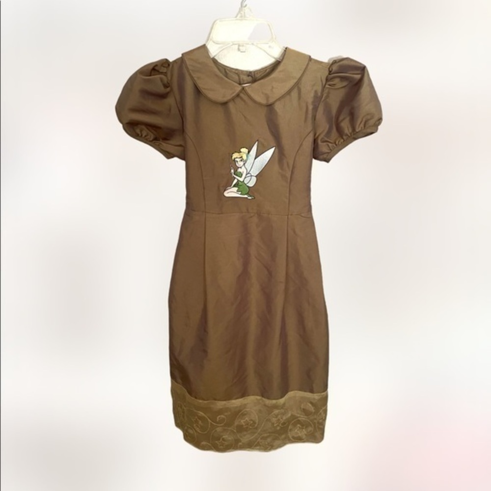 DISNEY Vintage satin green tinkerbell fancy costume dress girls size 7/8